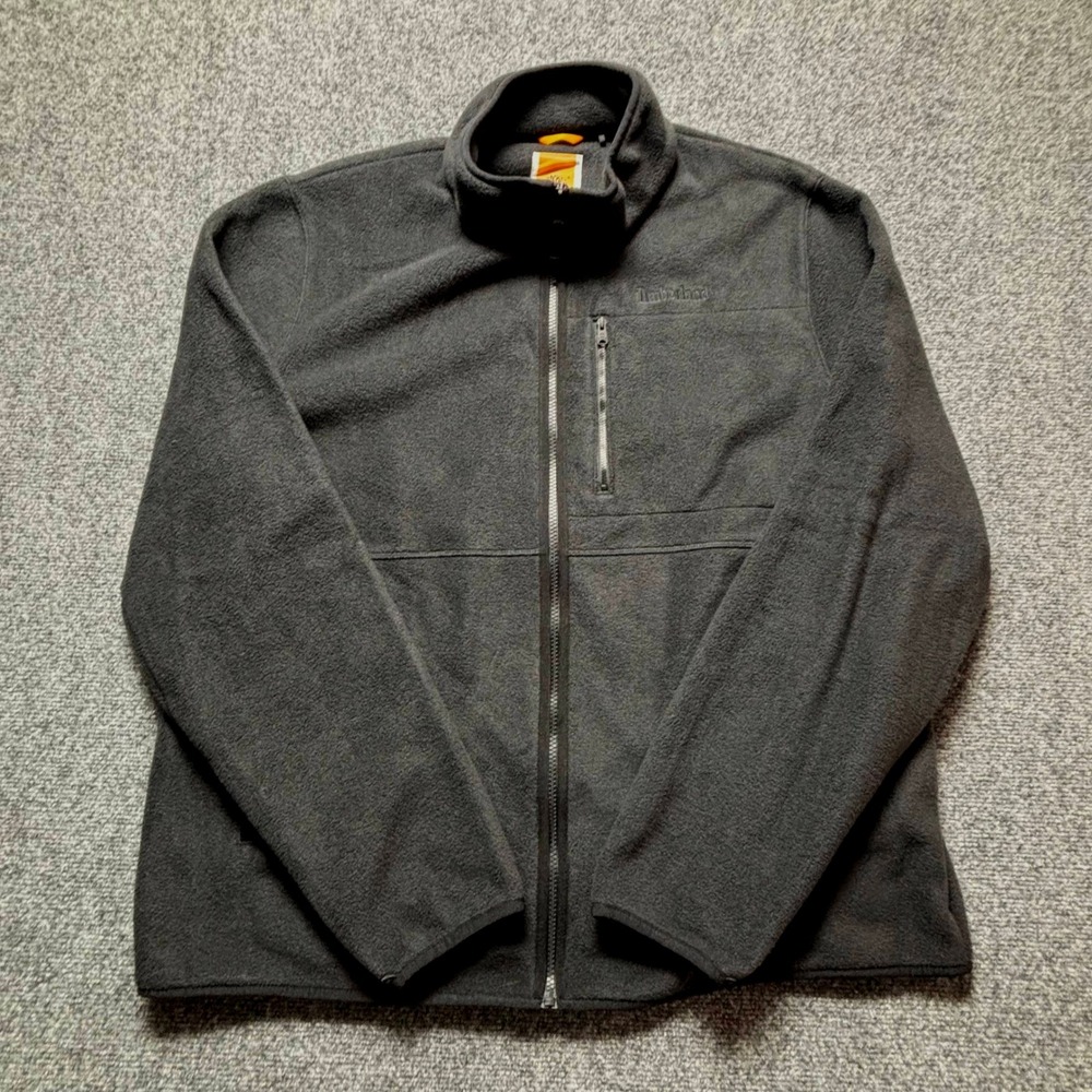 Timberland Mens XXL Charcoal Gray Full Zip Fleece Jacket Mock Neck RN76382